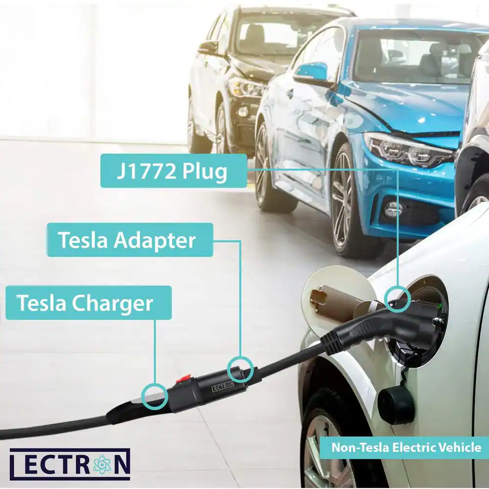 LECTRON Tesla to J1772 Adapter for Electric Vehicle Chargers, Max 40A & 250V - Compatible with Tesla Destination Charger (Black)