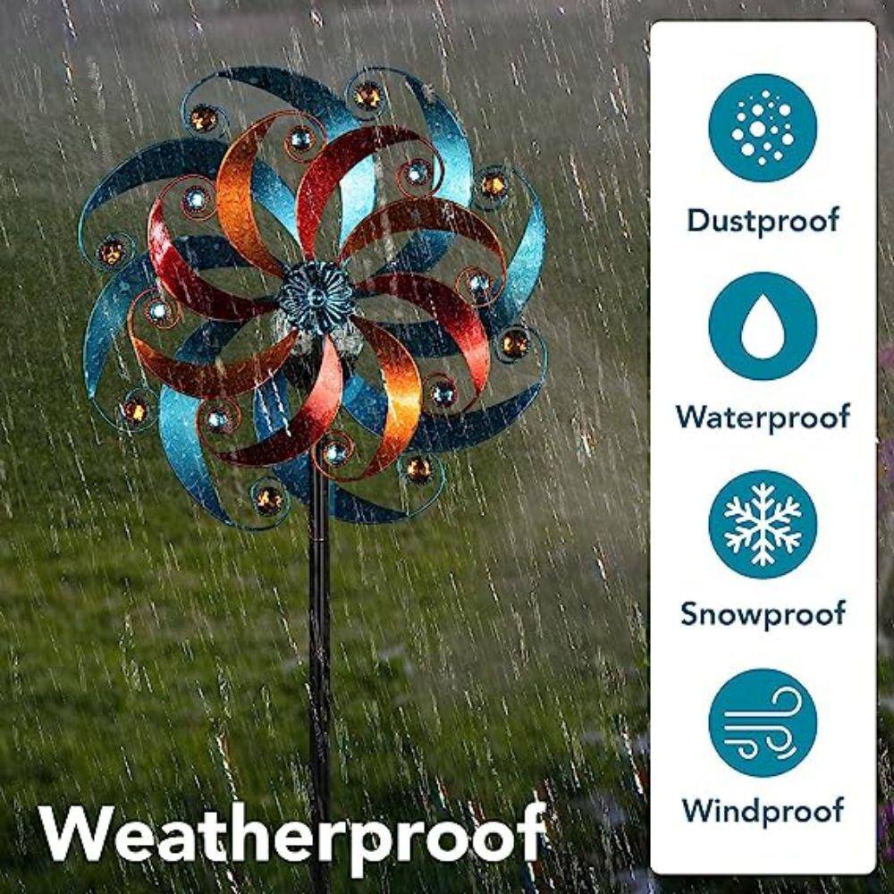 None 56.3 in. Solar Wind Spinner Otdoor Metal, Solar Wind Spinner Retro Spinner, Waterproof Outdoor Metal Wind Sculpture