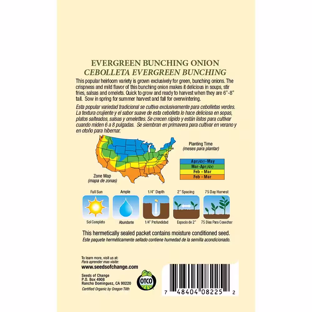 Seeds of Change Organic Evergreen Bunching Onions seeds