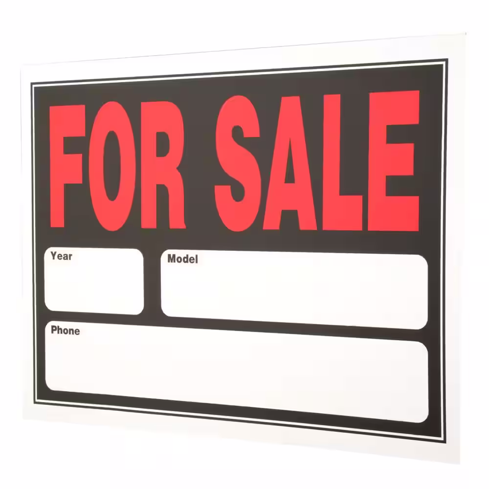 Everbilt 15 in. x 19 in. Plastic Auto for Sale Sign