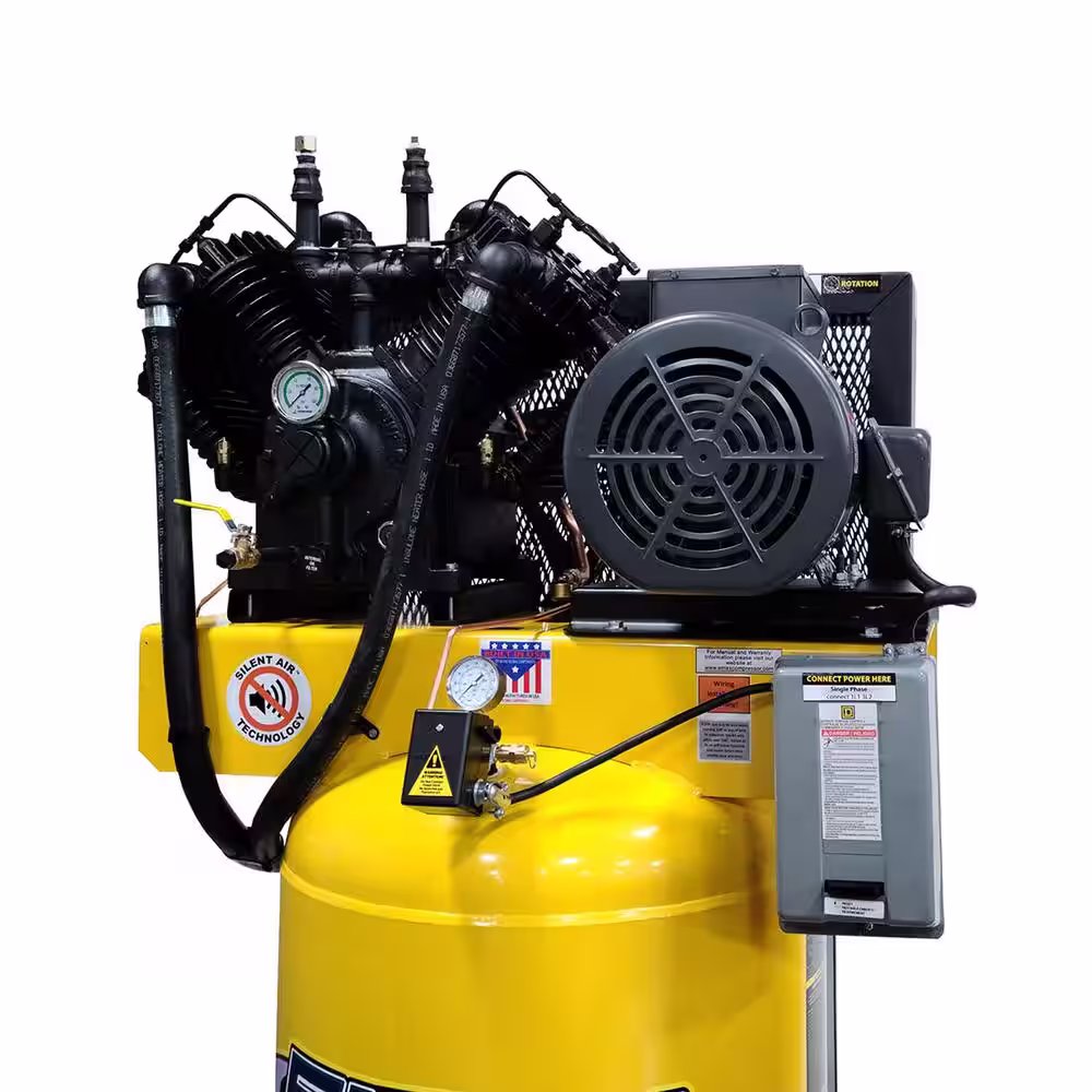 EMAX Industrial PLUS 80 Gal. 10HP 208-Volt 3-Phase 2-Stage Silent Air Electric Pressure Lube Air Compressor with 30 CFM Dryer