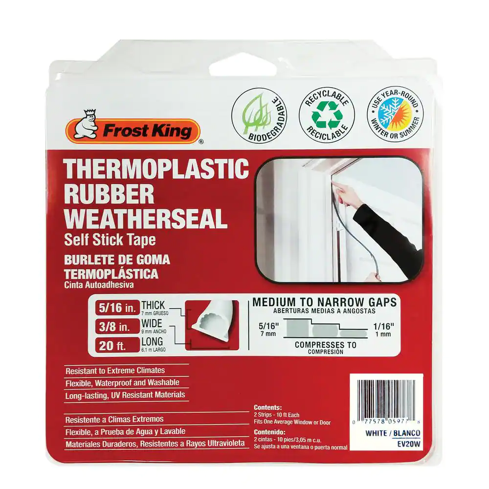 Frost King 3/8 in. x 5/16 in. x 20 ft. White Weatherseal