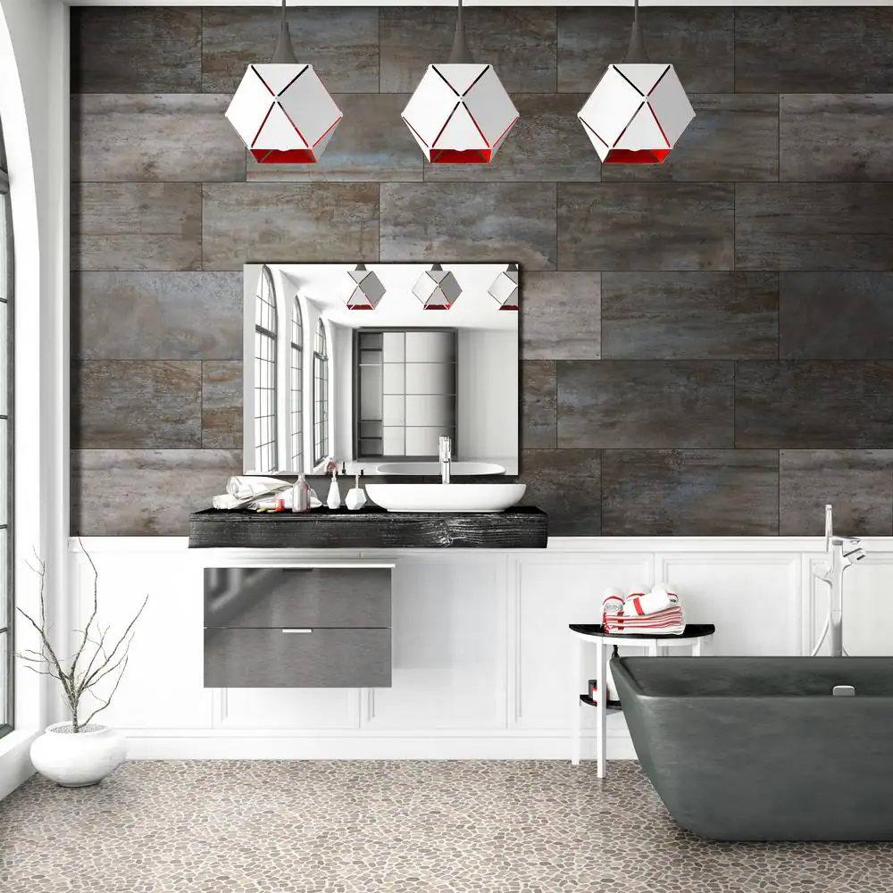 MSI White Oak River Rock 11.63 in. x 11.88 in. Textured Marble Floor and Wall Tile (9 sq. ft./Case)