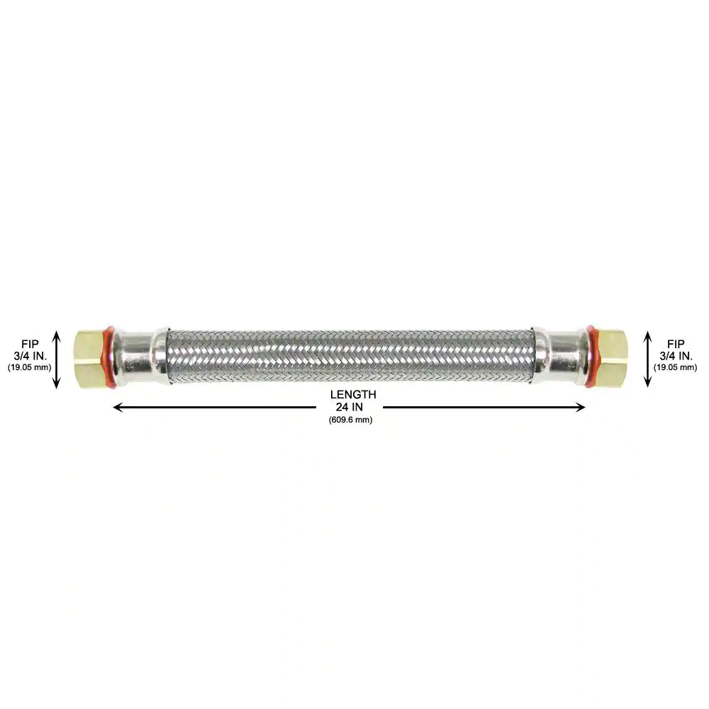 Everbilt 3/4 in. FIP x 3/4 in. FIP x 24 in. Stainless Steel Water Heater Supply Line
