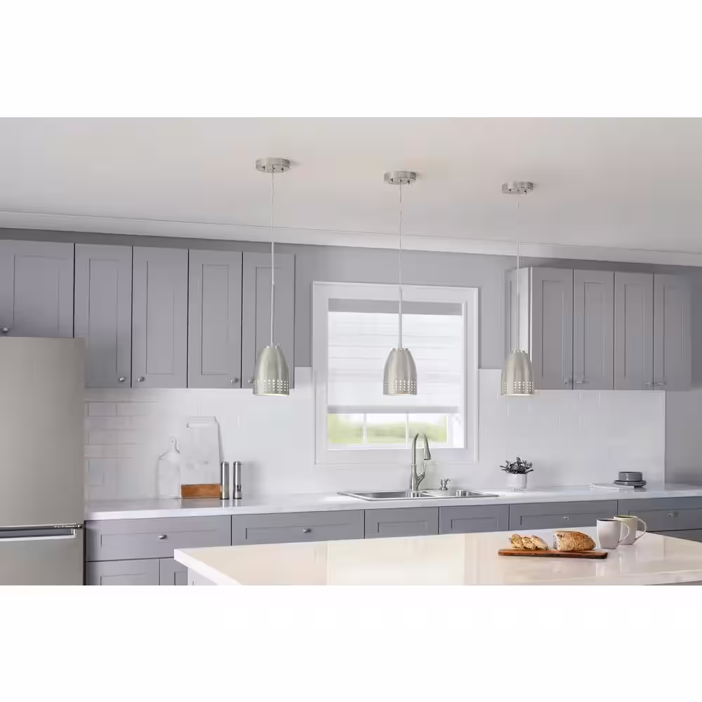 None Brushed Nickel Metal Oblong Pendant Shade with 2-1/4 in. Fitter