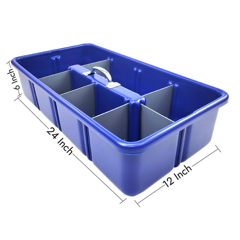 AMERICAN BUILT PRO Professional Grade 25 in. Blue Polyethylene Tote Tray with 6-Dividers