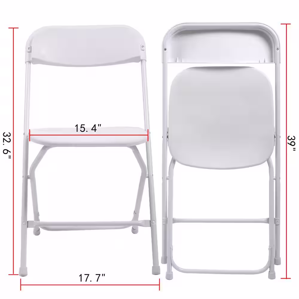Tidoin White Plastic Folding Chairs(Set of 5)