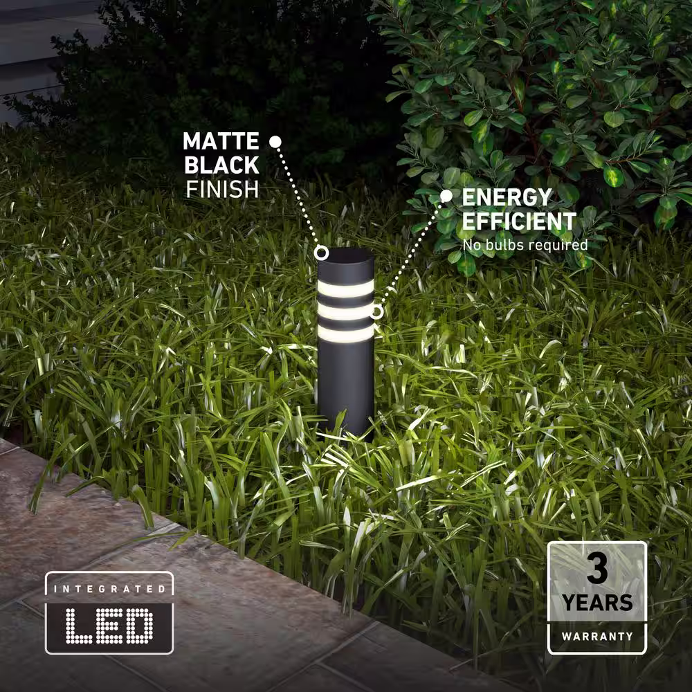 Artika C7 Low-Voltage Black Modern 150 Lumens Hardwired Integrated LED Outdoor Garden and Pathway Bollard Light