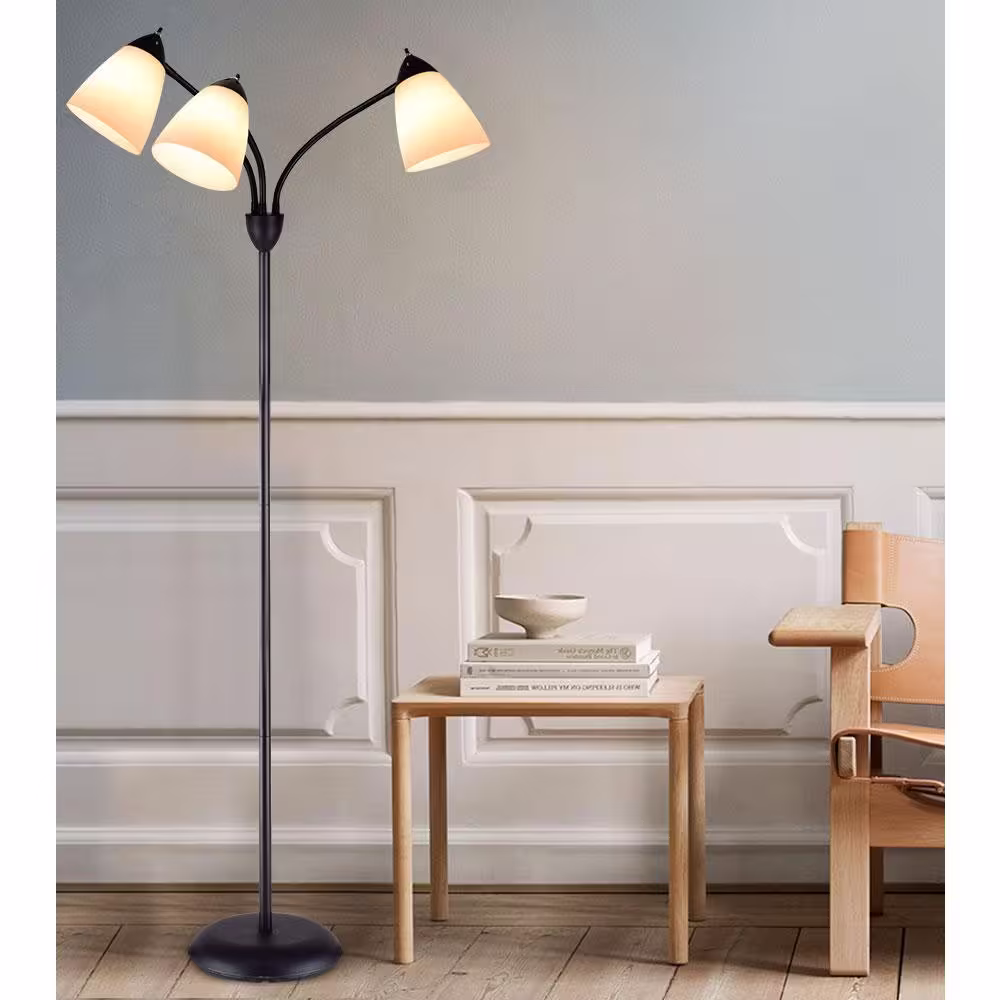 Depuley 64 in. H 3-Light Tree Floor Lamp PC LampShade Mid Century for Living Room