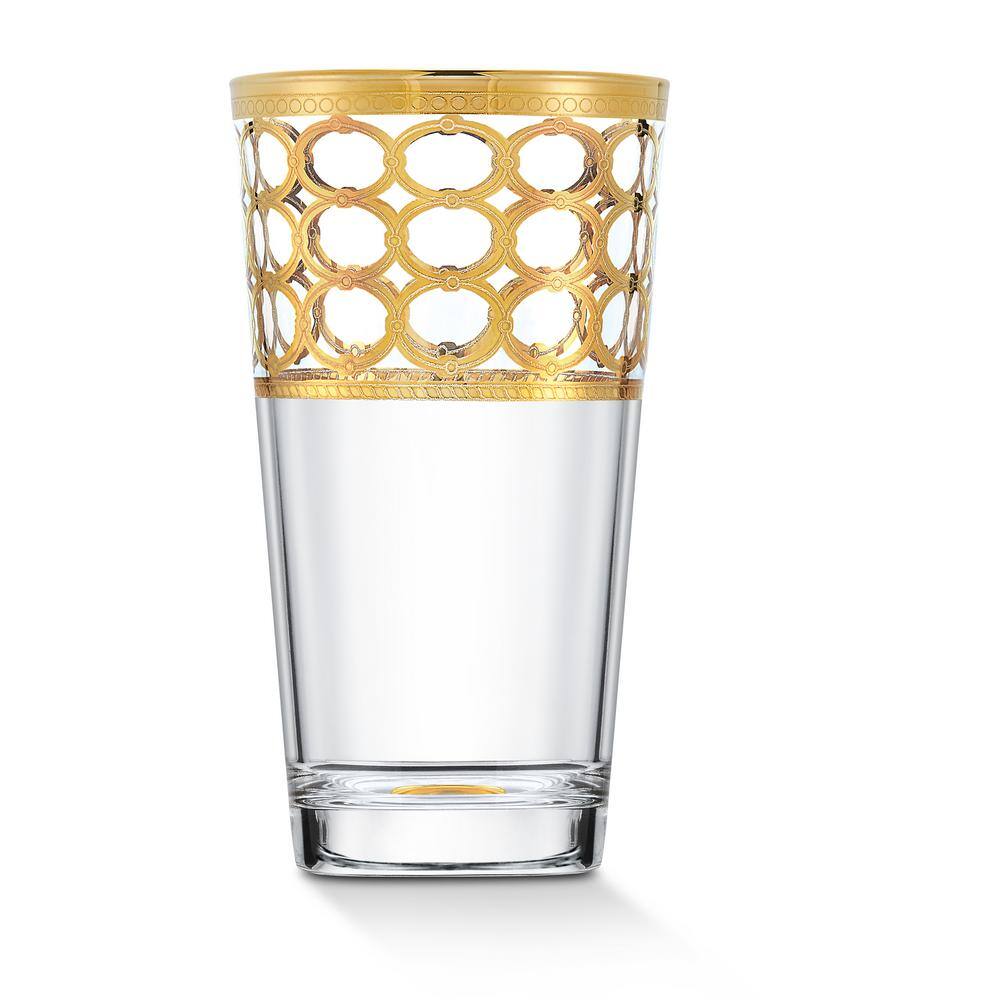 Lorren Home Trends 11 oz. Infinity Gold Ring Highball Glass (Set of 4)