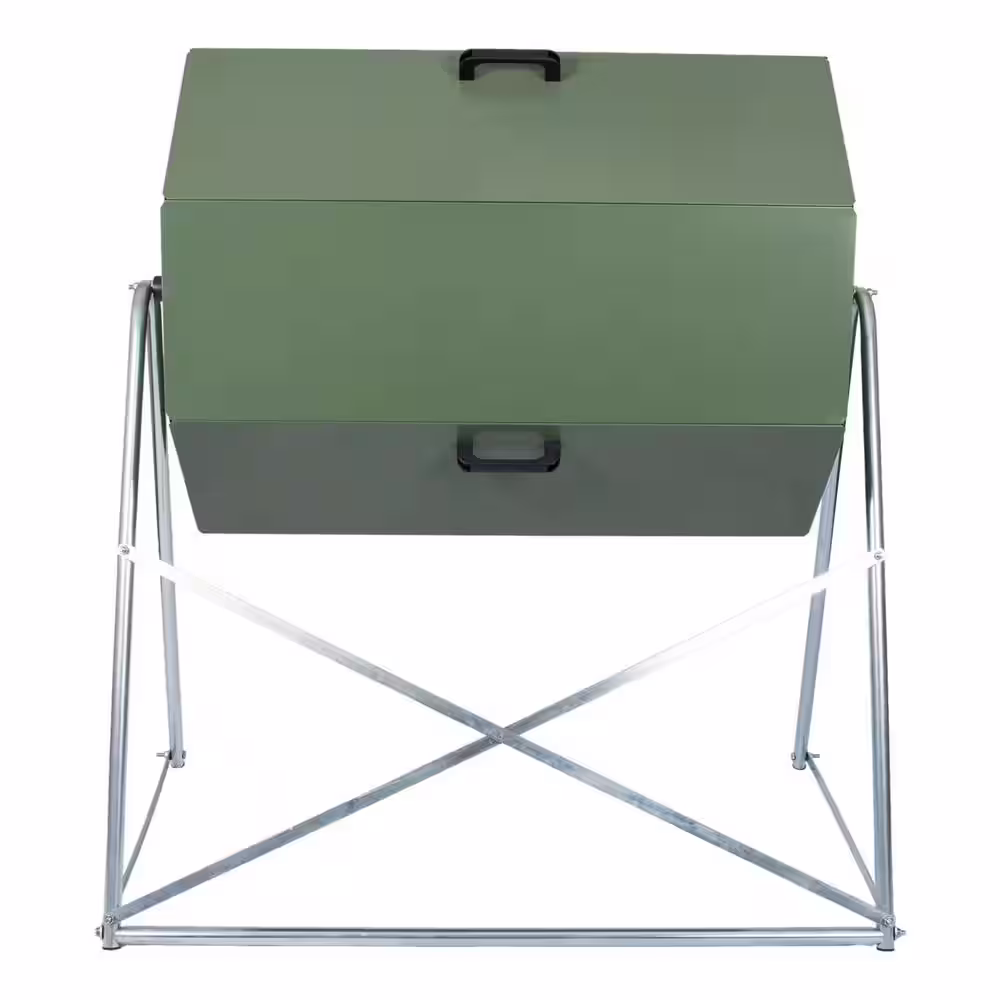 None 70 Gal. Outdoor Dual Chamber Steel Compost Tumbler Bin