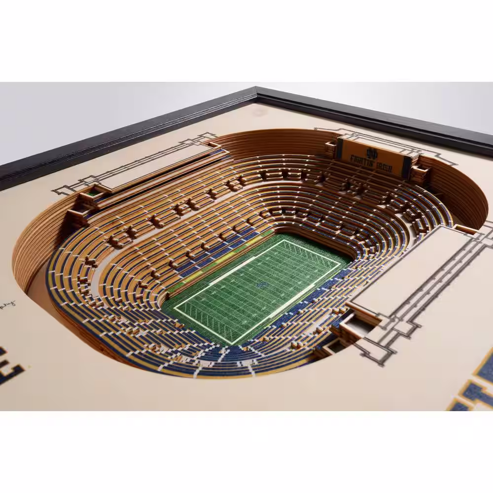 YouTheFan NCAA Notre Dame 25 Layer Stadiumviews 3D Wooden Wall Art
