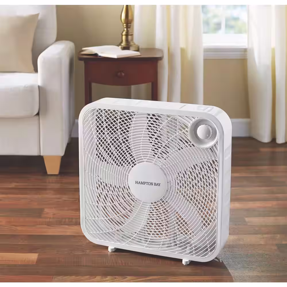 Hampton Bay 20 in. 3-Speed Indoor Box Fan in White