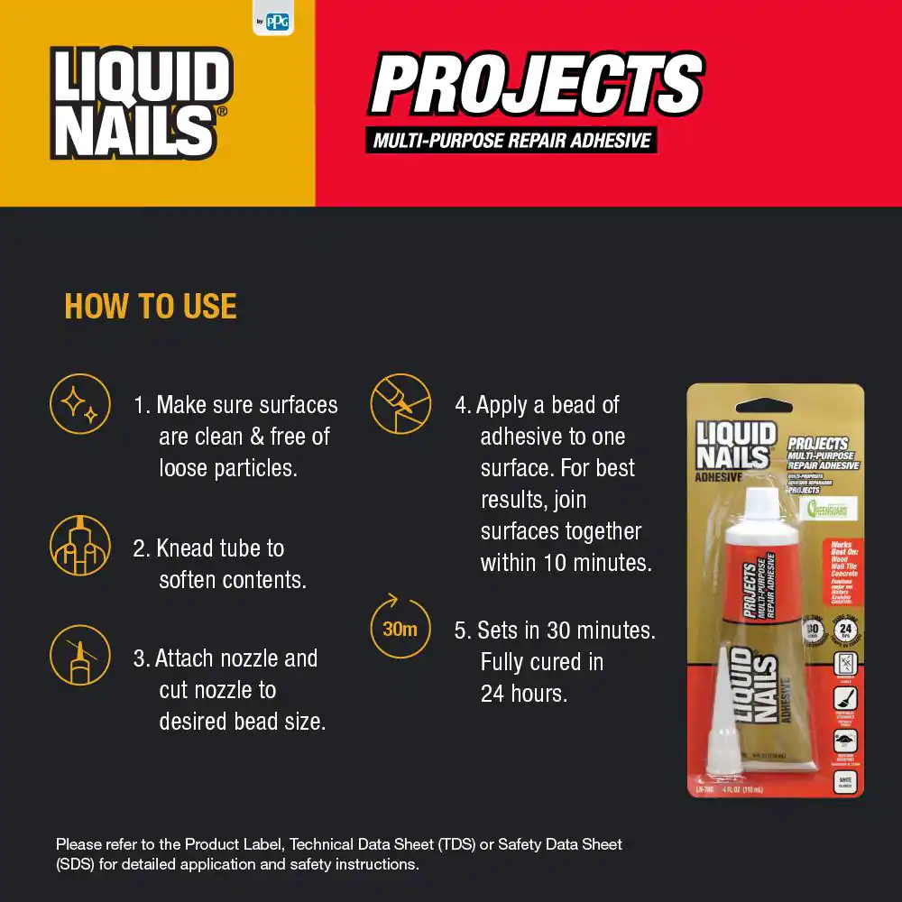 Liquid Nails 4 oz. White Latex Glue for Small Projects and Repairs