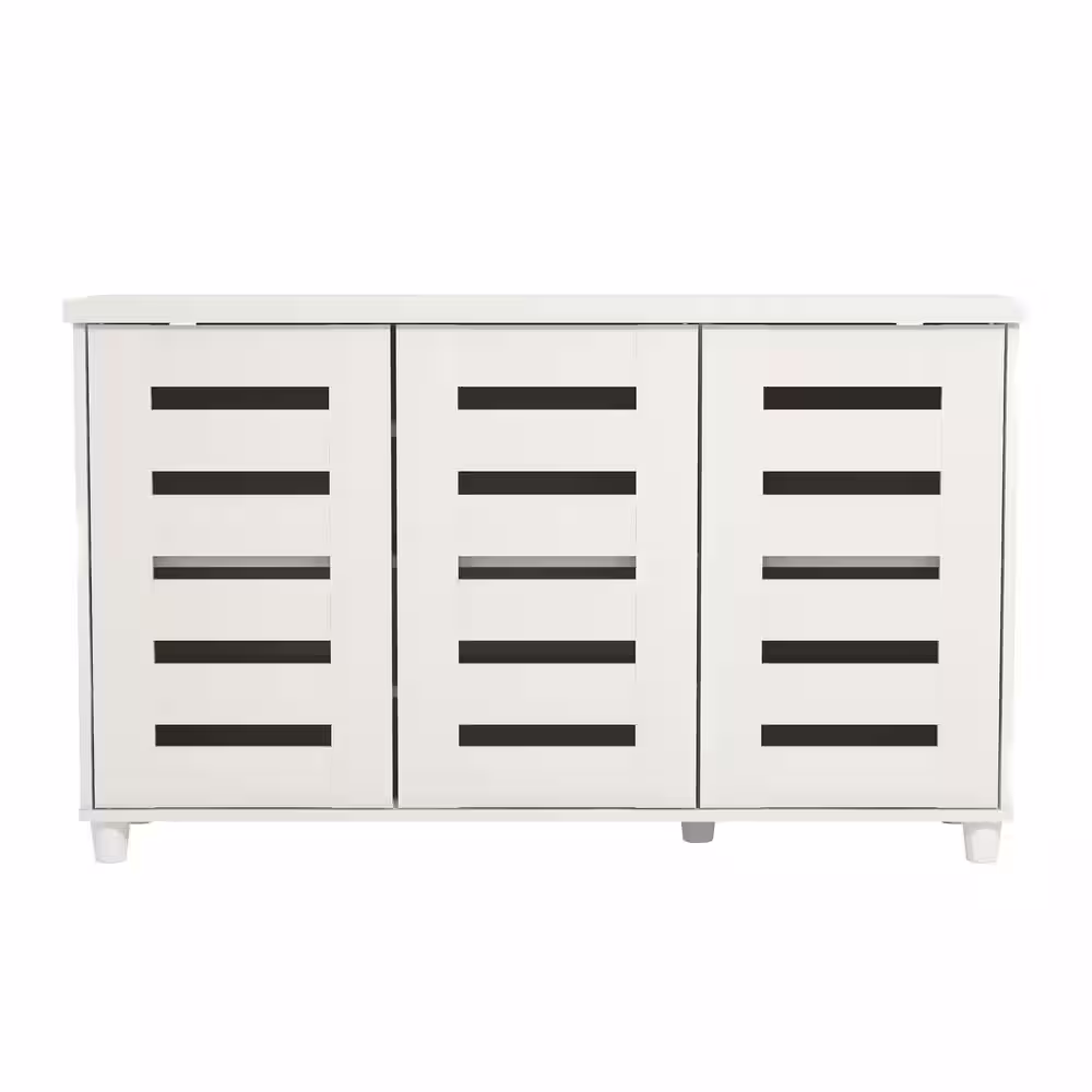 GALANO 27.4 in. H x 45.6 in. W Ivory Wood Shoe Storage Cabinet with Ultrafast Assembly