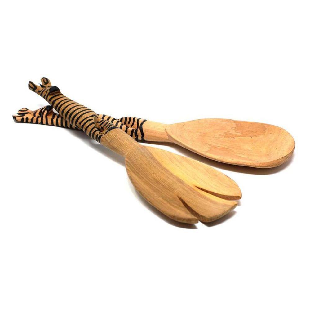 None Twisted Handles African Zebra Serving Set