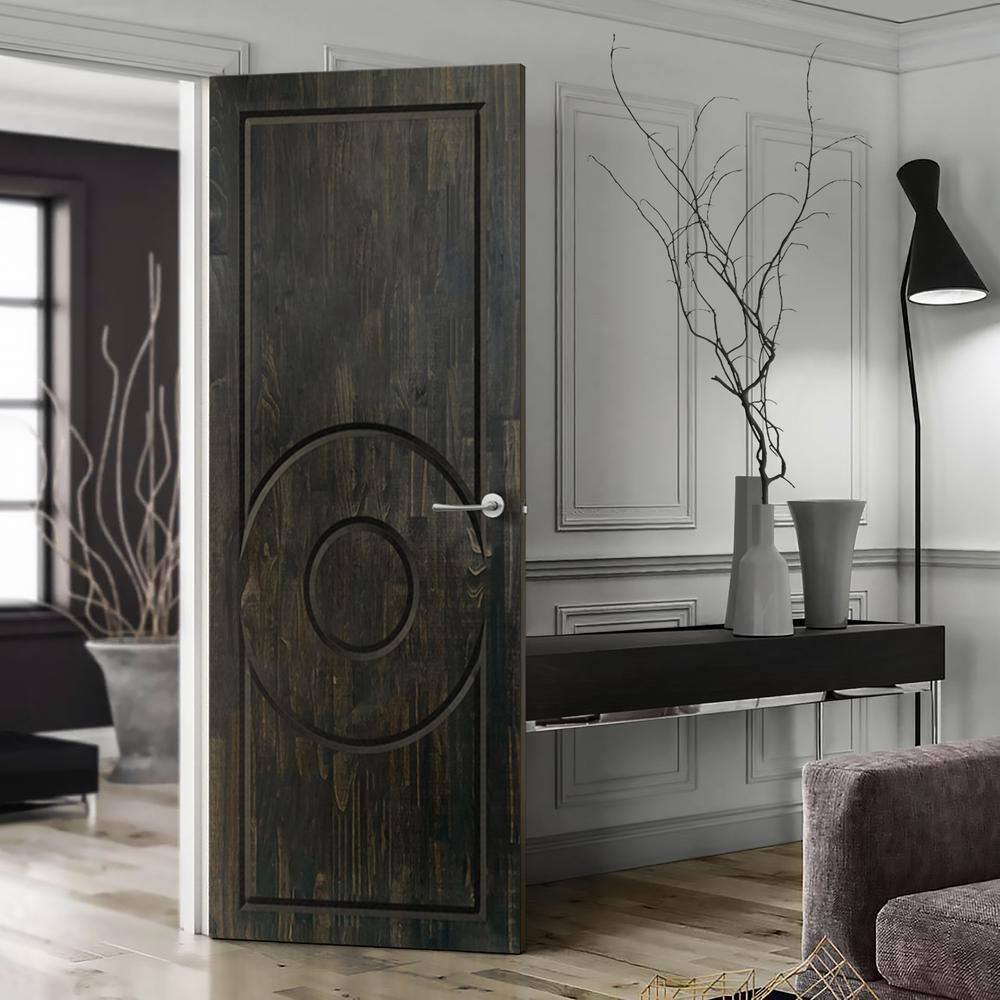CALHOME 42 in. x 96 in. Charcoal Black Stained Solid Wood Modern Interior Door Slab