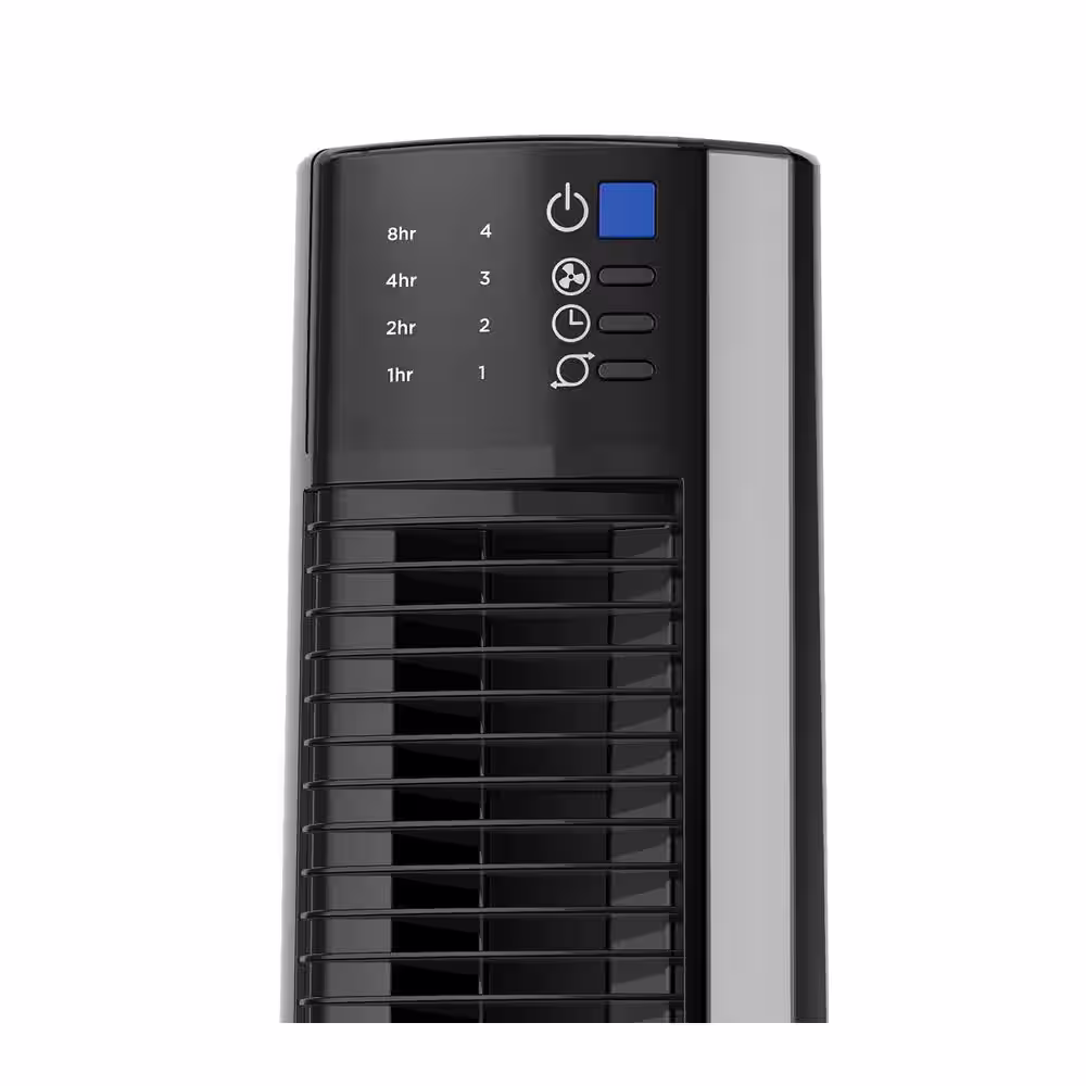 Lasko Hybrid 38 in. 4 Speed Oscillating Tower Fan with Auto Shut-Off Timer and Remote Control in Black