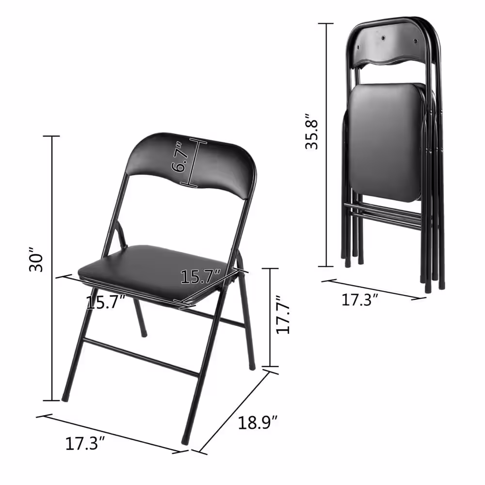 None White Plastic Stackable Folding Chairs with Padded Cushion Seat(Set of 6)
