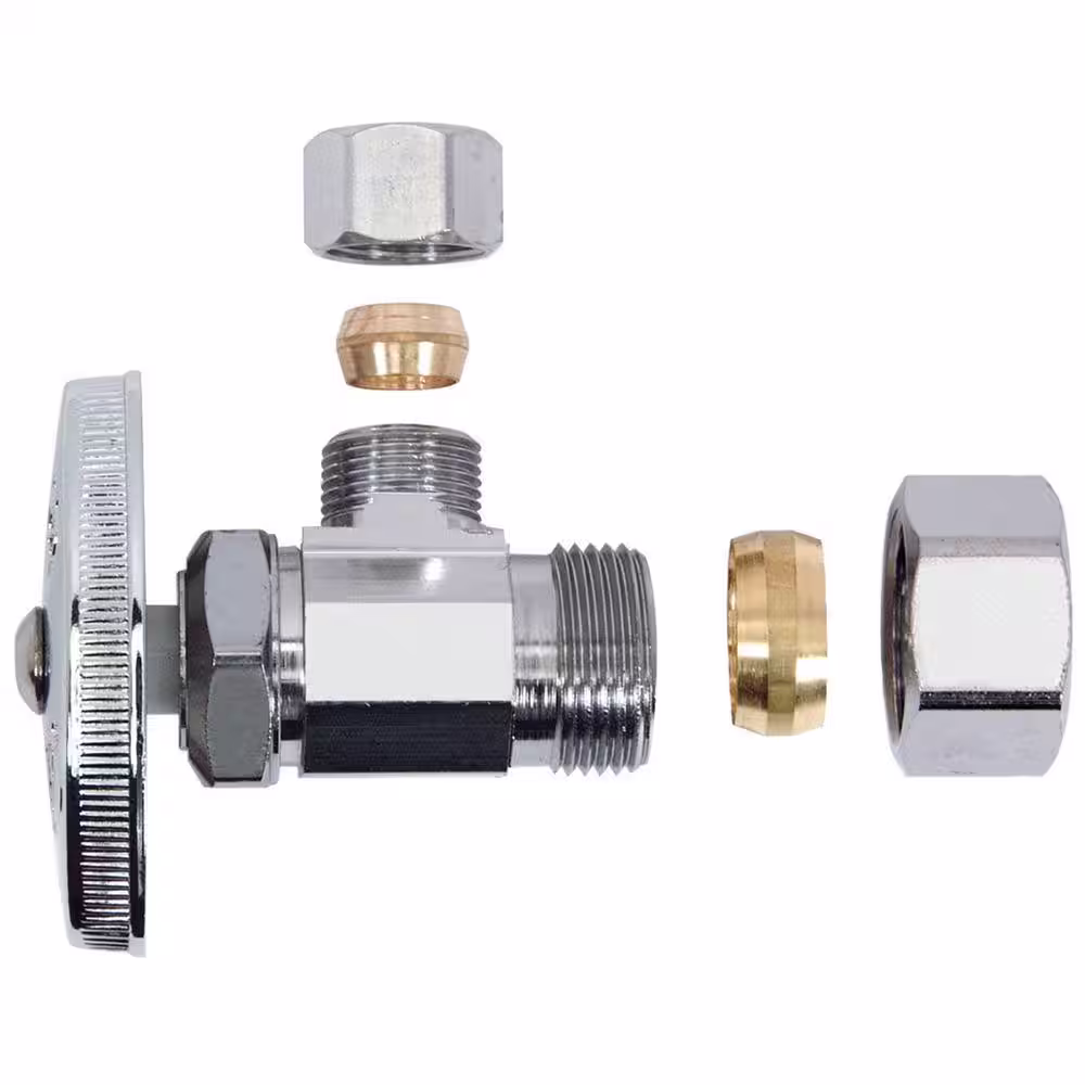 BrassCraft 1/2 in. Nom Comp Inlet x 3/8 in. OD Comp Outlet Multi-Turn Angle Stop
