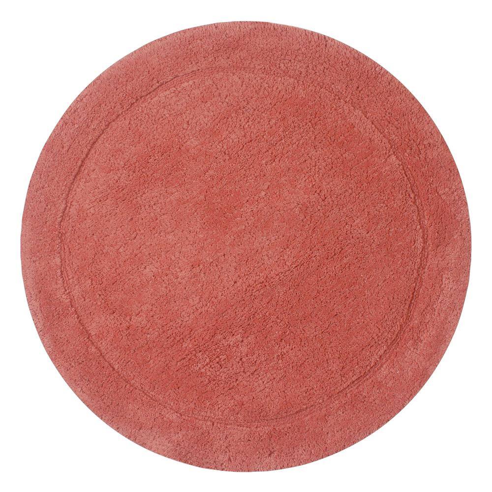 None Waterford Collection Orange 30 in. Round Cotton Bath Rug