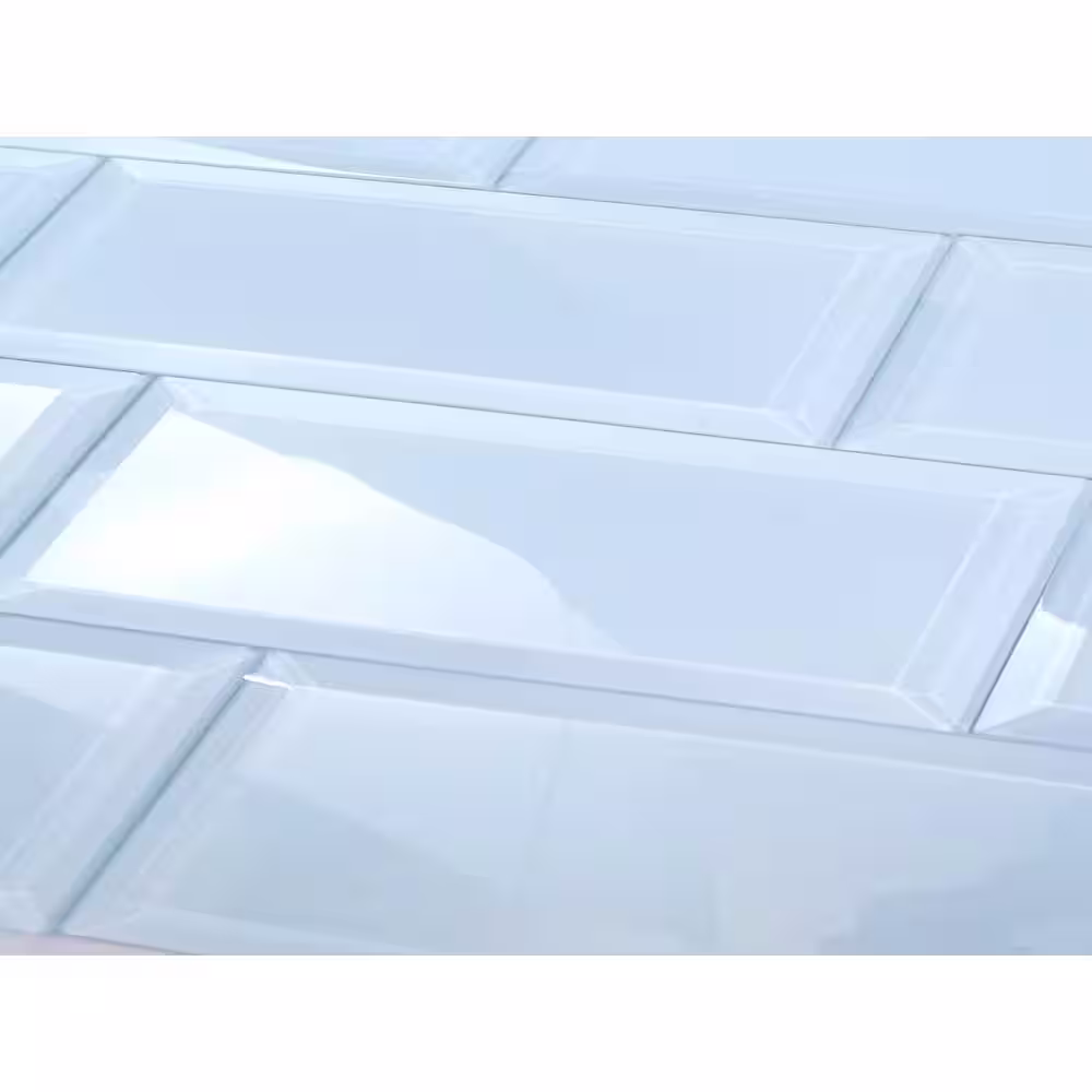 ABOLOS Frosted Elegance Glossy Blue Beveled Subway 3 in. x 12 in. Glass Peel and Stick Wall Tile (11 sq. ft./Case)