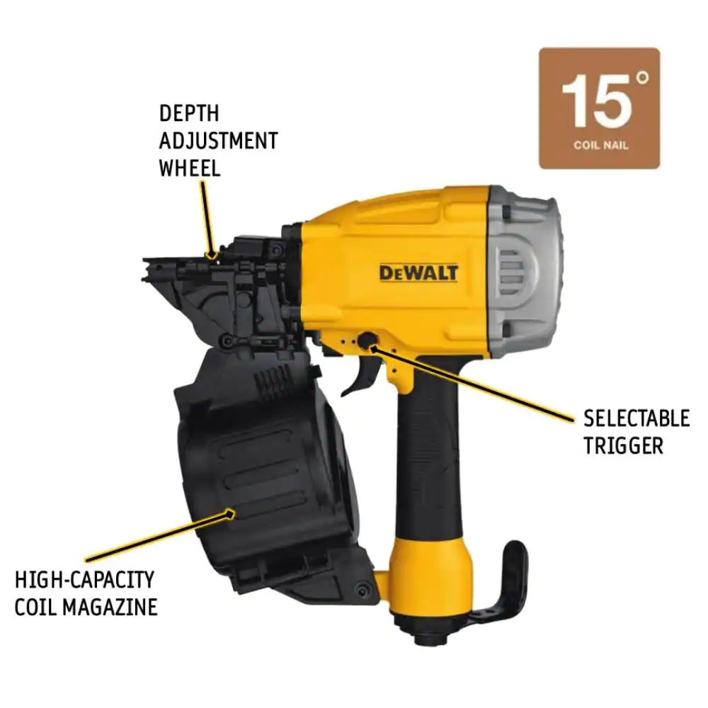 DEWALT Pneumatic 15Â° Coil Framing Nailer