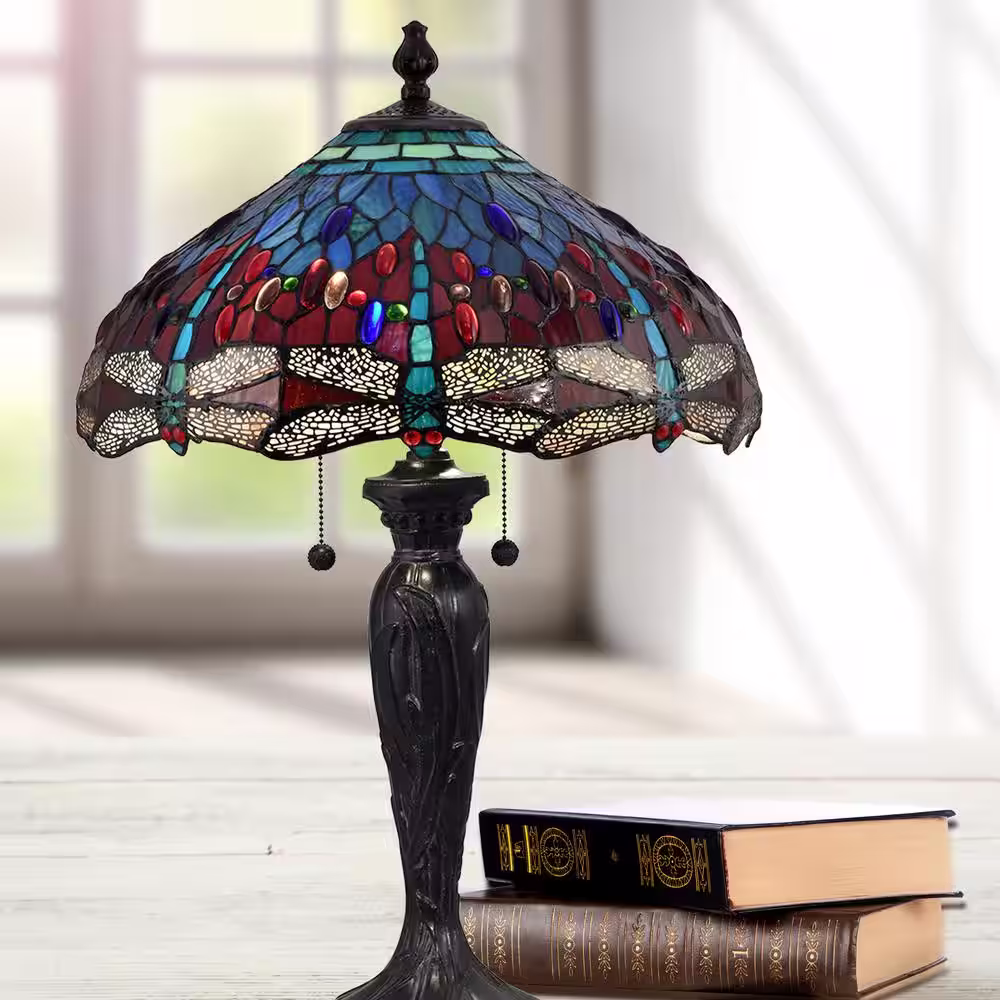 Dale Tiffany 27.5 in. Fieldstone Table Lamp with Hand Rolled Art Glass