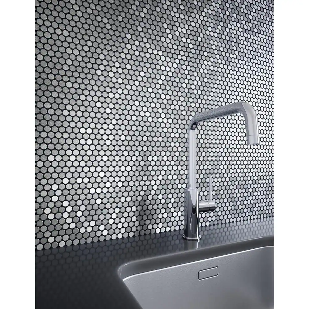 SpeedTiles Take Home Sample Penny S2 Stainless Steel 4 in x 4 in x 0.2 in Metal Peel and Stick Wall Mosaic Tile (0.11 sq.ft/Each)