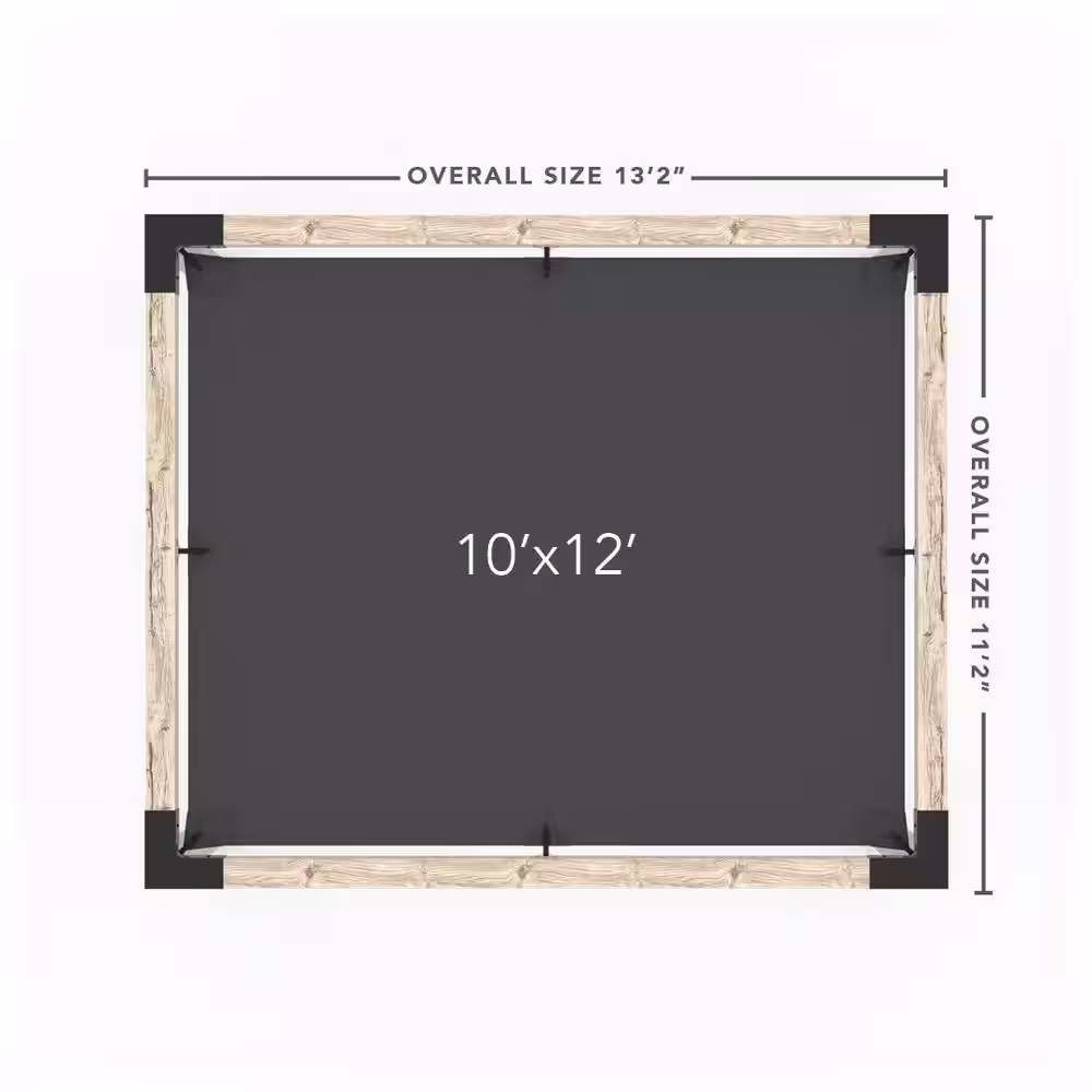 TOJA GRID 10 ft. L x 12 ft. W Pergola Kit with White Shade Sail, 6x6 Wood