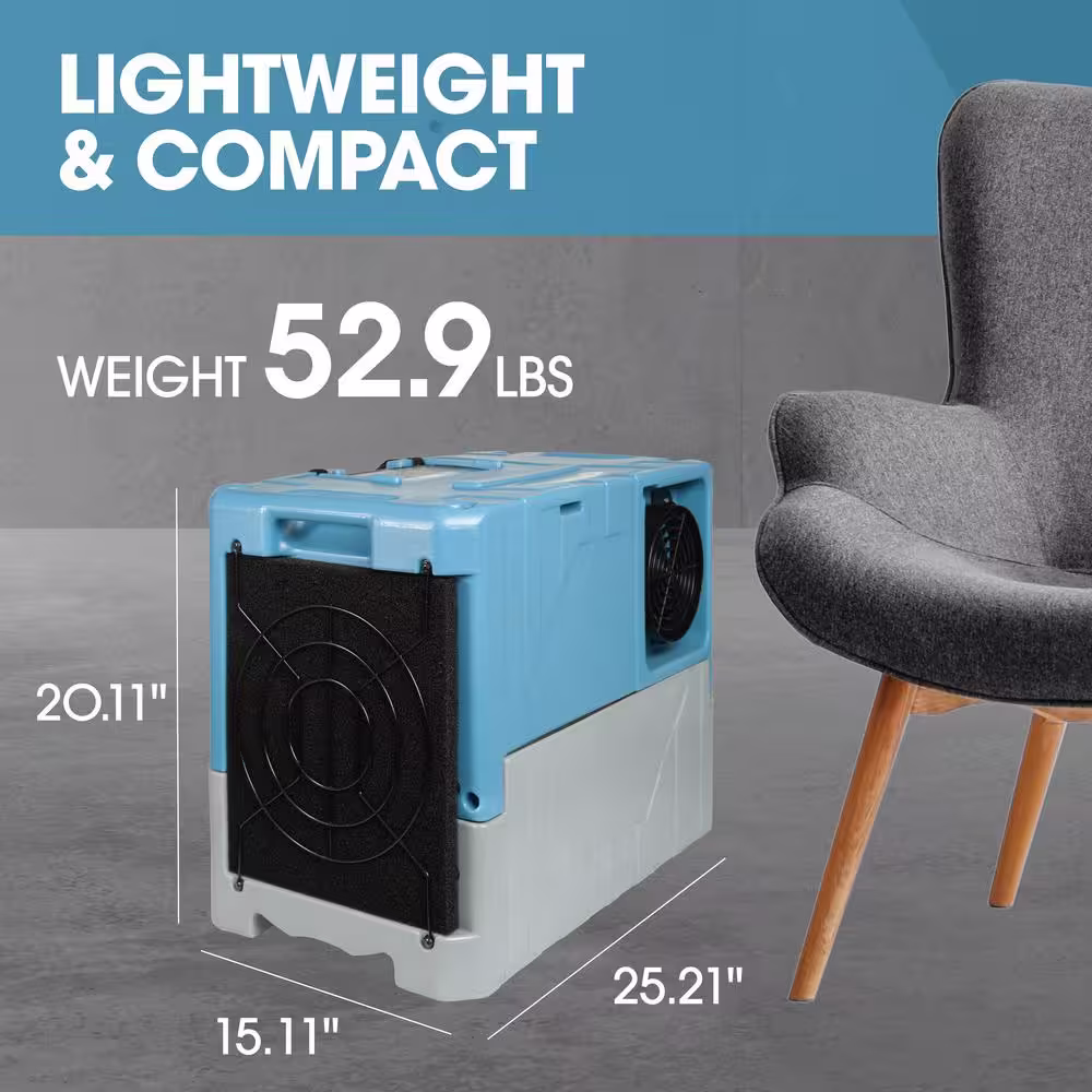 Ecor Pro PURAERO 145 Pints Per Day, pt. 1500 sq.ft. Compact LGR Commercial Dehumidifier in. Blue