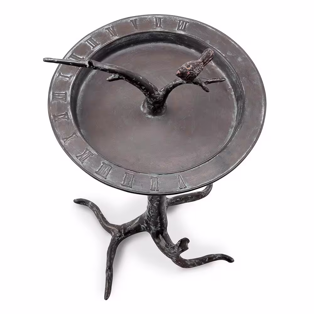 None Bird and Twig Sundial Bird Bath