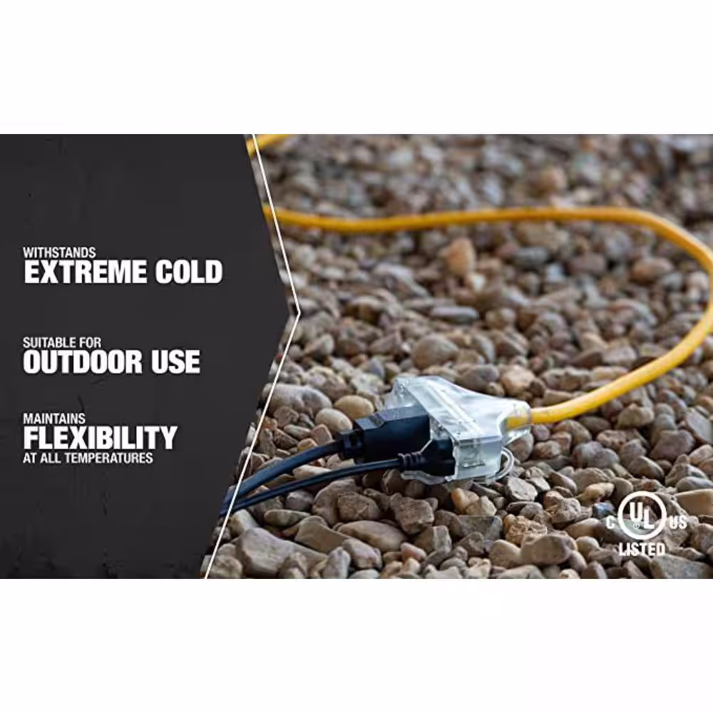 Southwire 25 ft. L 12/3 SJEOOW Yellow Outdoor Tri-Source Extension Cord