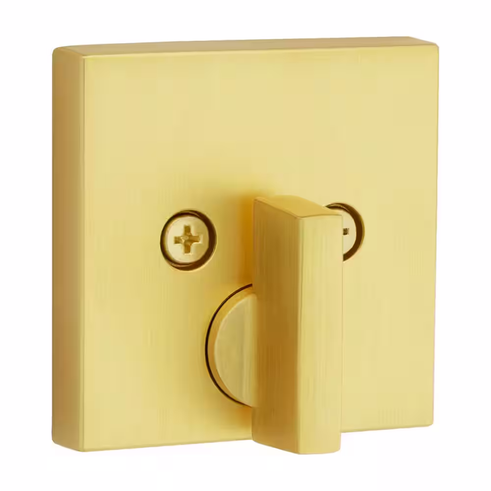 Kwikset Downtown Low Profile Satin Brass Single Cylinder Square Contemporary Deadbolt Featuring SmartKey Security