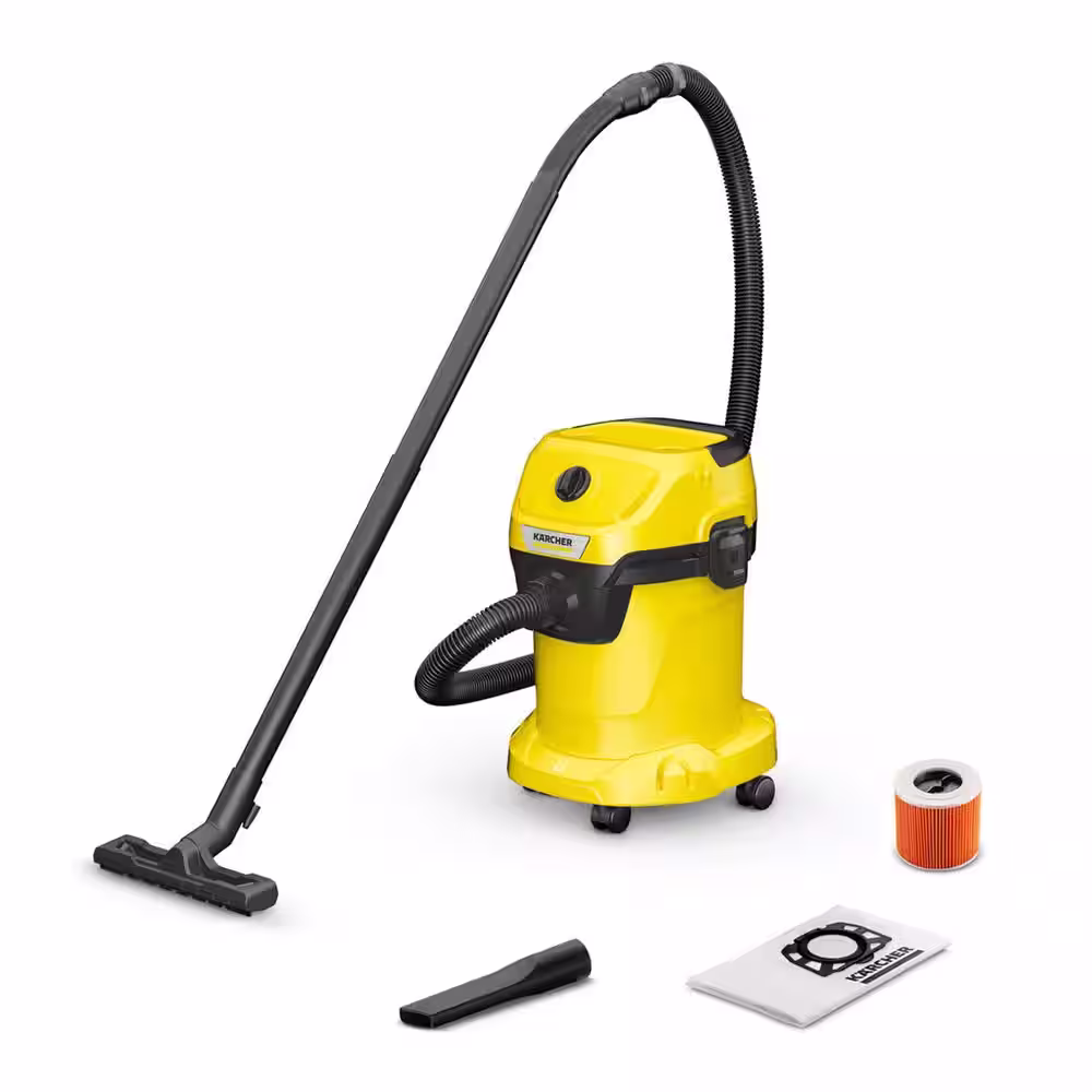 Karcher WD 3 Multi-Purpose 4.5 Gal. Wet-Dry Shop Vacuum Cleaner with Attachments, Blower Feature and Compact Design 1000-Watt