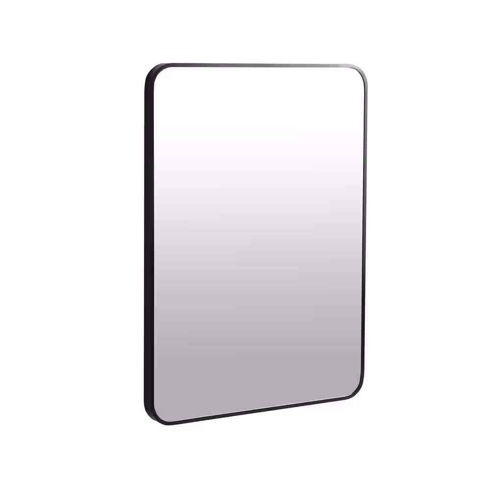 None 24 in. x 32 in. Modern Rectangle Framed Decorative Mirror