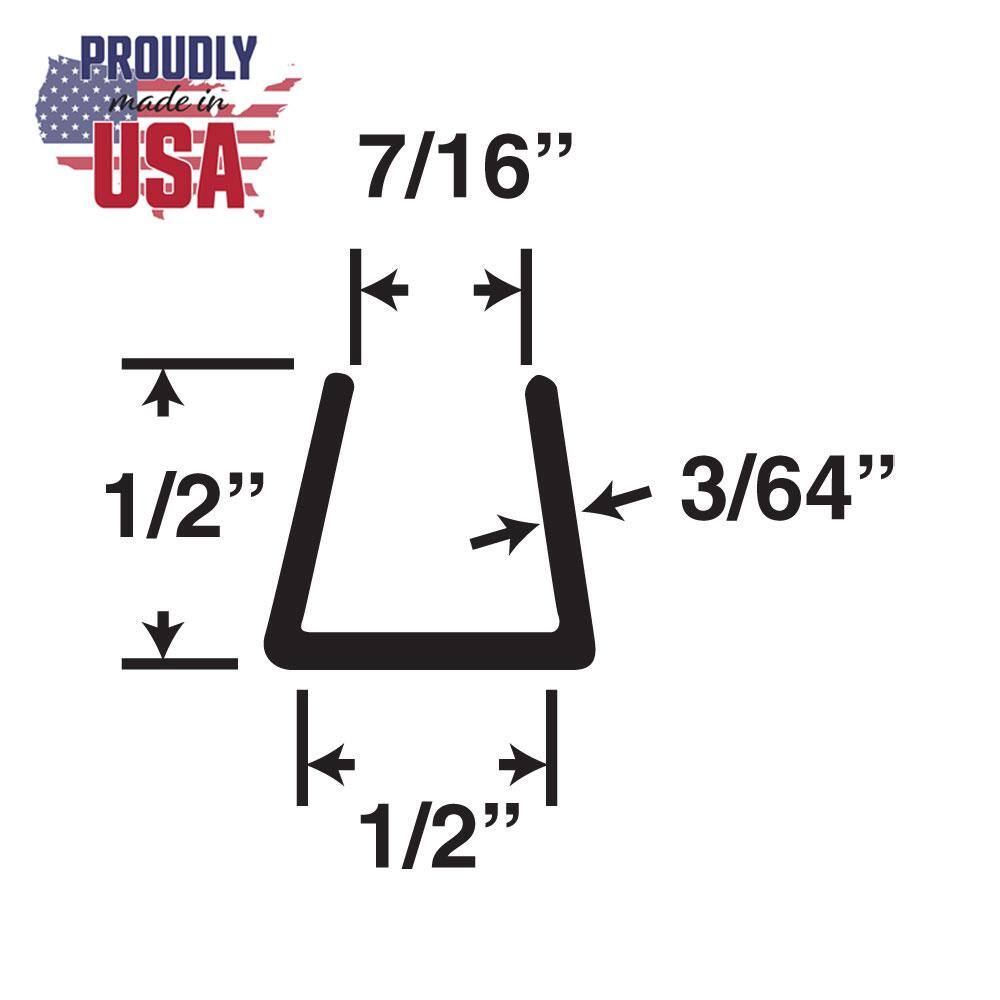 None 1/2 in. D x 1/2 in. W x 72 in. L Black Styrene Plastic U-Channel Moulding Fits 1/2 in. Board, (18-Pack)
