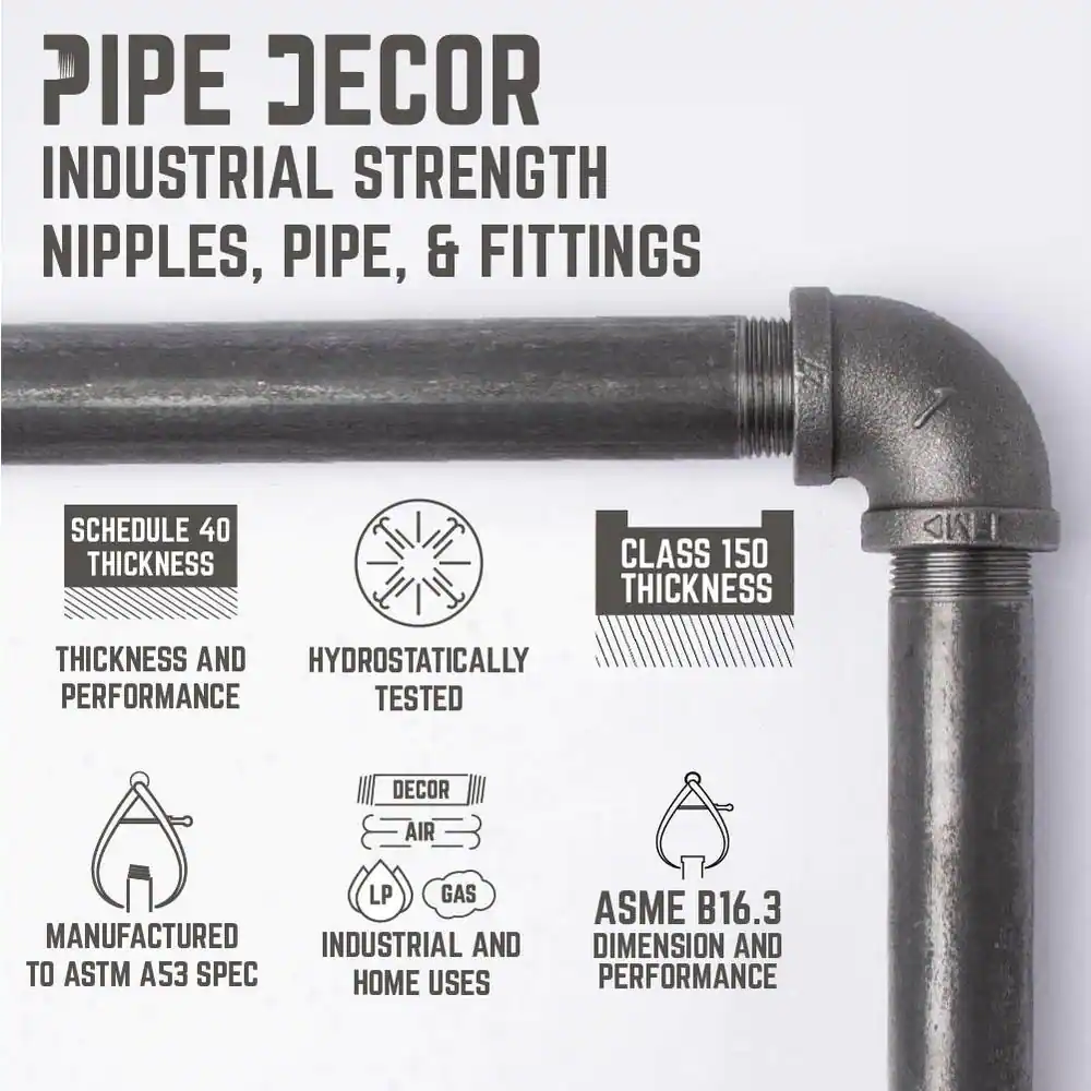 PIPE DECOR 3/4 in. Black Steel Pipe 3.5 ft. L x 28.5 in. H 