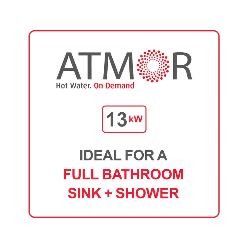 ATMOR 13,000 Watt/240V 2.25 GPM Electric Tankless Water Heater Includes Pressure Relief Device, Ideal for a Full Bathroom