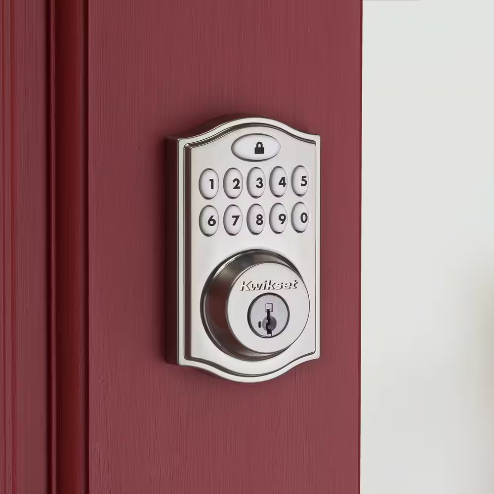 Kwikset Z-Wave SmartCode Satin Nickel Single Cylinder Keypad Electronic Deadbolt featuring Juno Hall/Closet Knob