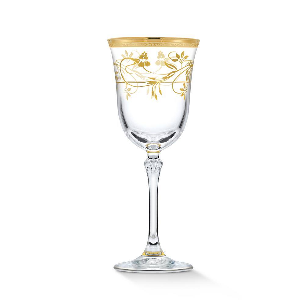 Lorren Home Trends 9 oz. Traditional Floral Red Wine Goblet Set (Set of 4)