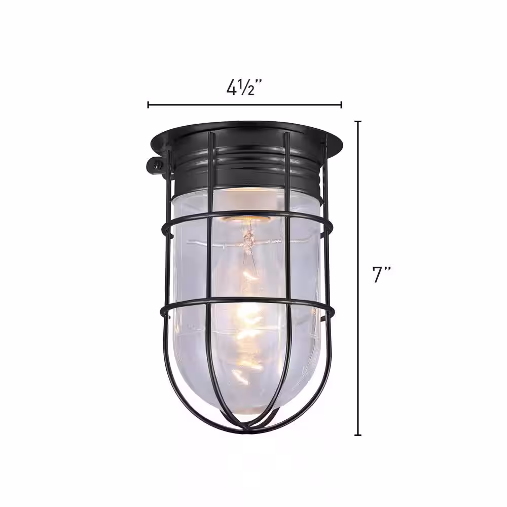 CANARM 1-Light Matte Black Outdoor Flush Mount Light