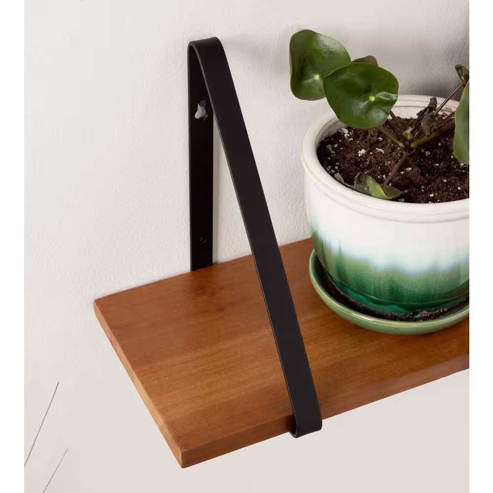 Kate and Laurel Soloman 7 in. x 28 in. x 8 in. Rustic Brown/Black Decorative Wall Shelf
