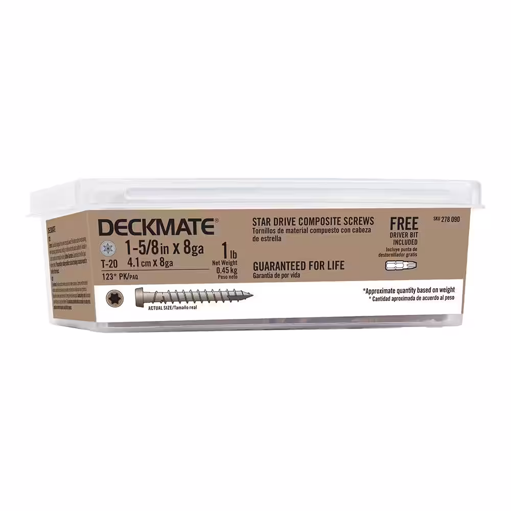 Deckmate 8 1-5/8 in. Star Pan-Head Composite Brown Deck Screws 1 lbs. Box (147-Piece)
