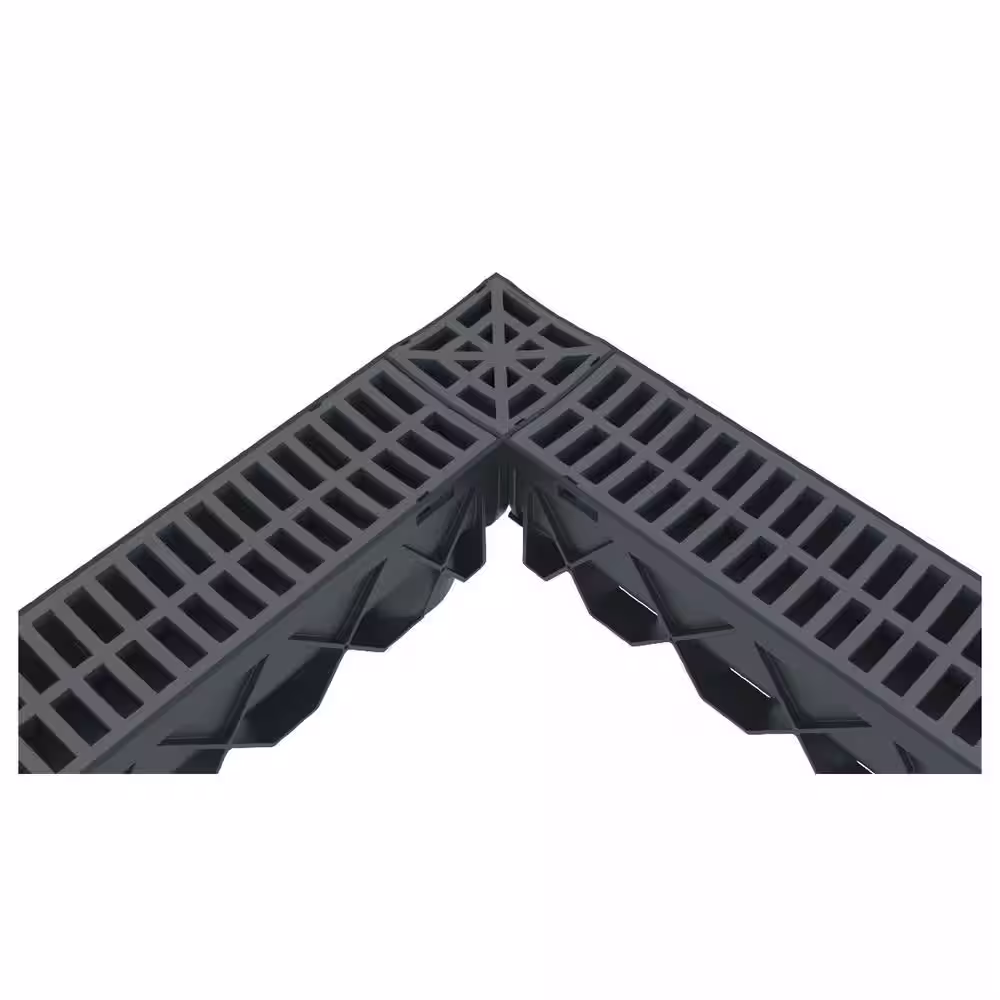 RELN 4.75 in. x 4.75 in. Storm Drain Polypropylene 4-Way Adapter with Black Grate