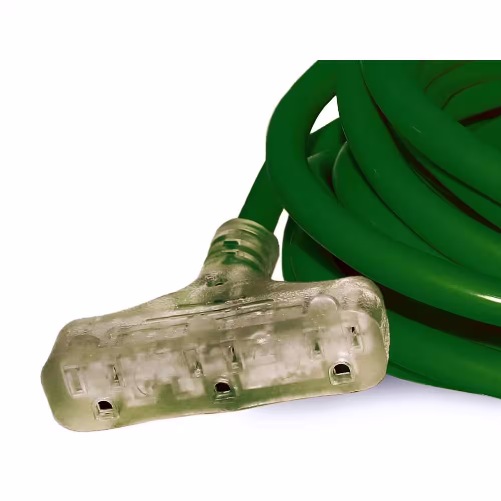 None 6 ft 12/3 3-Outlet SJTW 15 Amp 125-Volt 1875-Watt Dark Green Indoor/Outdoor Heavy-Duty with Lighted End Extension Cord