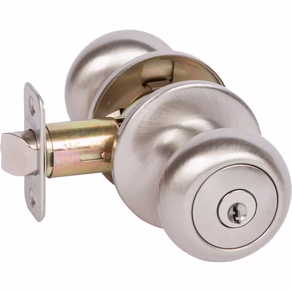 None Saxon Satin Nickel Single Cylinder Deadbolt and Entry Door Knob Combo Pack
