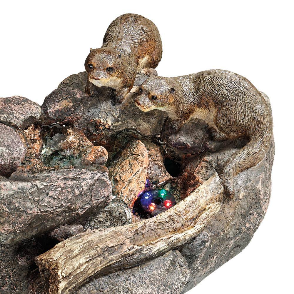 Design Toscano Curious Sea Otters Stone Bonded Resin Garden Fountain