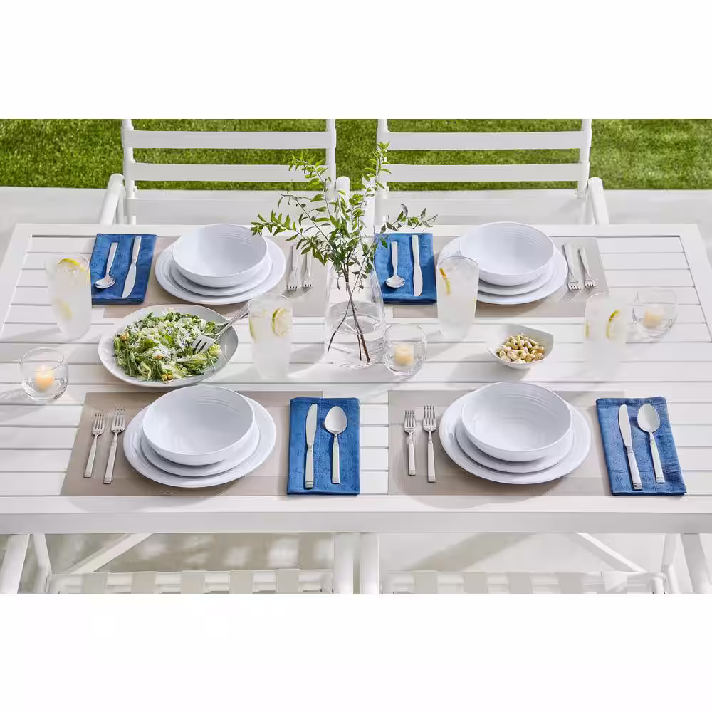 StyleWell Taryn Melamine Salad Plates in Ribbed Solid White (Set of 6)