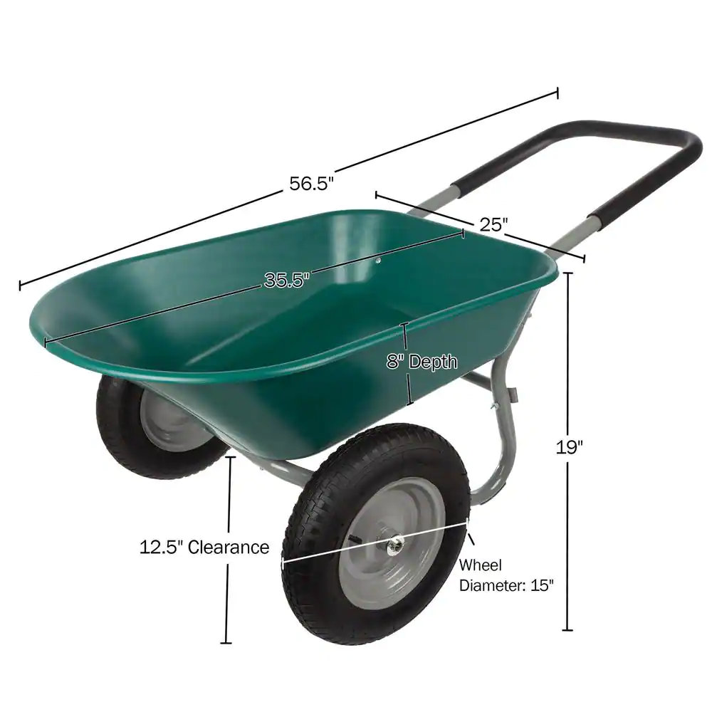 Earth Worth 5 cu. ft. 300 lbs. Weight Capacity Heavy-Duty Dual Wheel Wheelbarrow Garden Cart